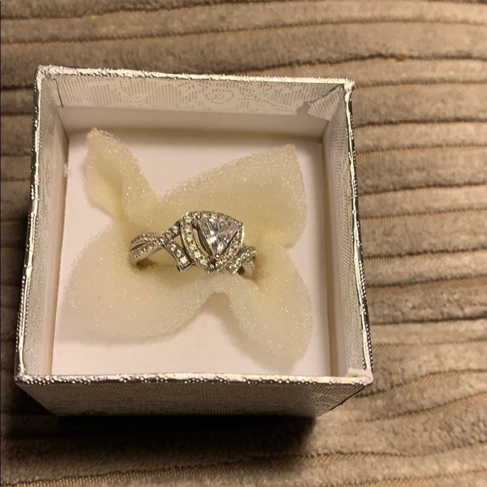 Unique trillion cut solitaire sterling silver